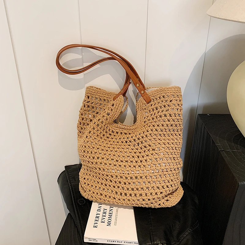 Beach Seaside Vacation Straw Bag Women\'s Large Capacity Shoulder Bag 2024 New Versatile Fashion Handbag Bolsas de hombro