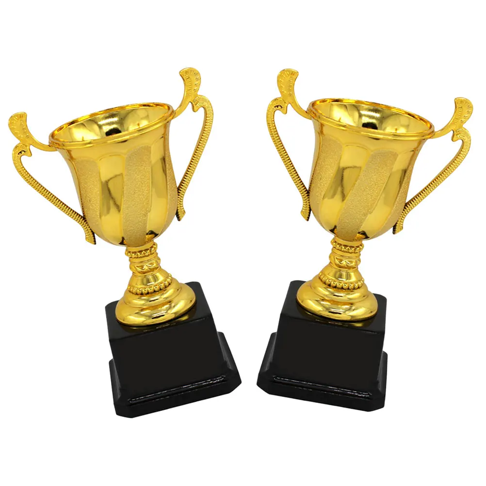 

2Pcs Plastic Trophies Golden Color 17 3cm Lightweight Awards for Competition Safe Kids School Sports Events Game Prizes