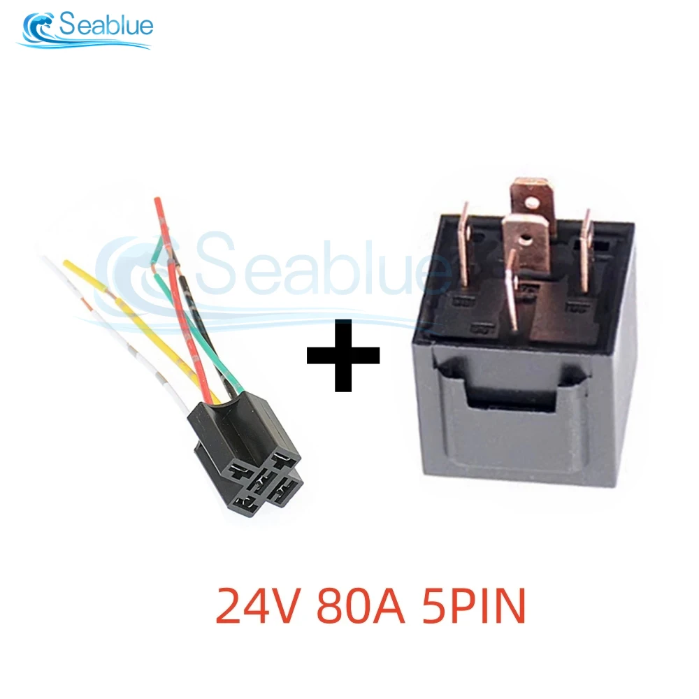 Waterproof Automotive Relay 12V 24V 4pin 5pin 80A 100A Car Relay With Black Red Copper Terminal Auto Relay With Relay Socket