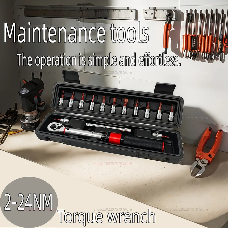 

15Pcs Bicycle Torque Wrench Set 1/4 Inch Dual Direction Bike Repair Tool Kit with Allen Keys Sockets Motorcycle Spanner