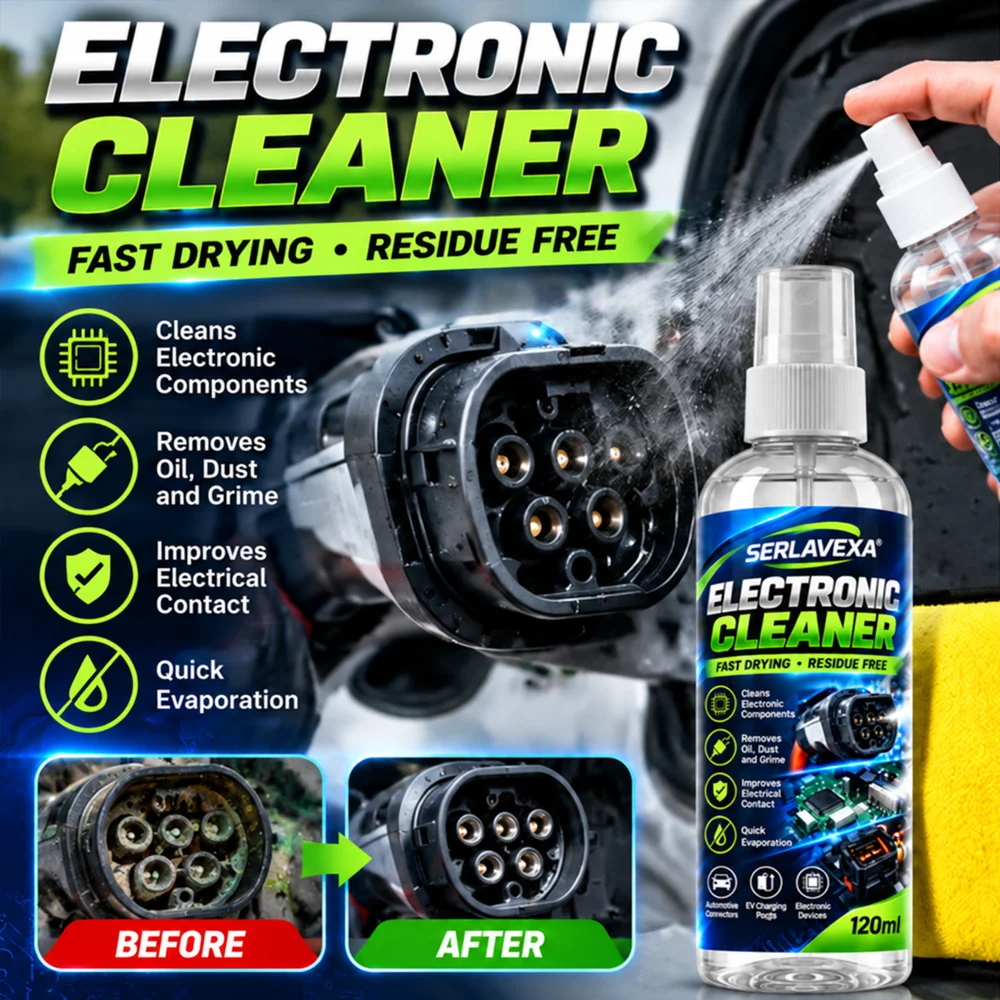 2026 New SERLAVEXA Electronic Contact Cleaner Spray 120ml for EV Charging Plugs Car Connectors PCB Circuit Board Cleaning