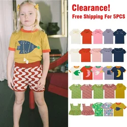 Clearance MP Spring Summer Children's Bow Short-sleeved T-shirts for Boys Girls Tops Kids Clothes Girl Clothes Tees Cute Print