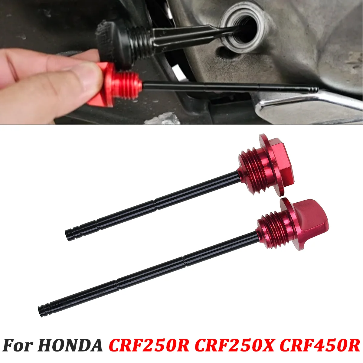 

CNC 04-17 Motorcycle Red Aluminum Oil Dipstick Gauge Plugs For HONDA CRF450R CRF 450R 450 R 2004-2012 2013 2014 2015 2016 2017