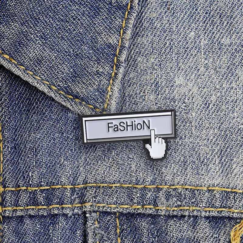 Retro Pixel Cursor Fashion Search Box Enamel Pin Digital Theme Brooch Lapel Badge Jewelry Gift For Friends