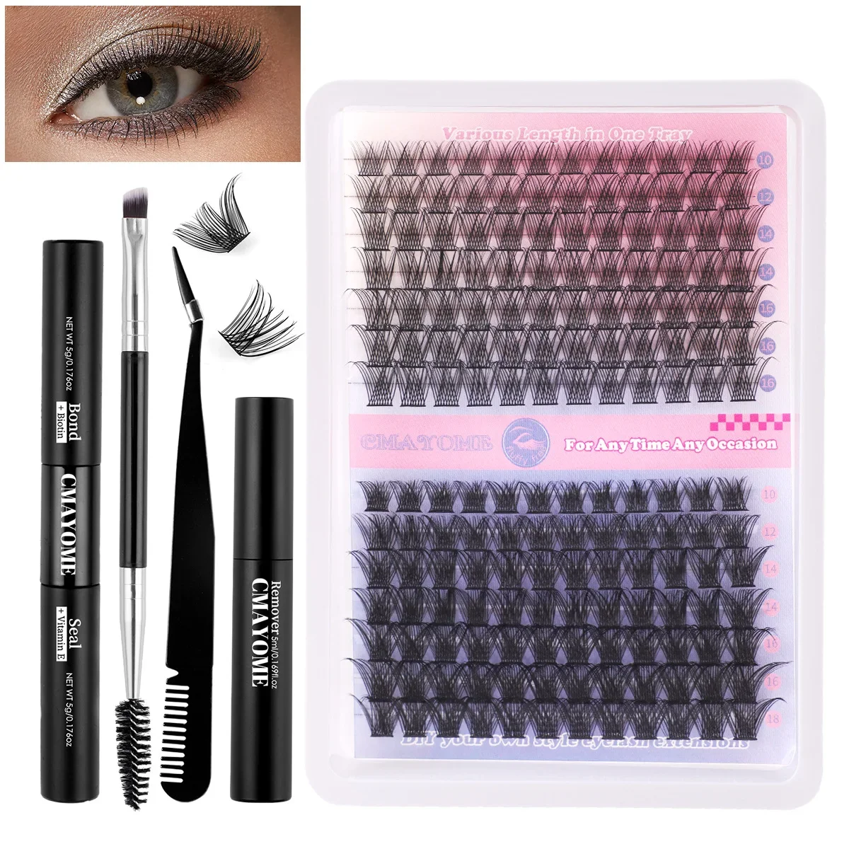 Hot-selling DIY Segmented False Eyelash Extension Set, Single Cluster of Natural Thick Grafted Eyelashes