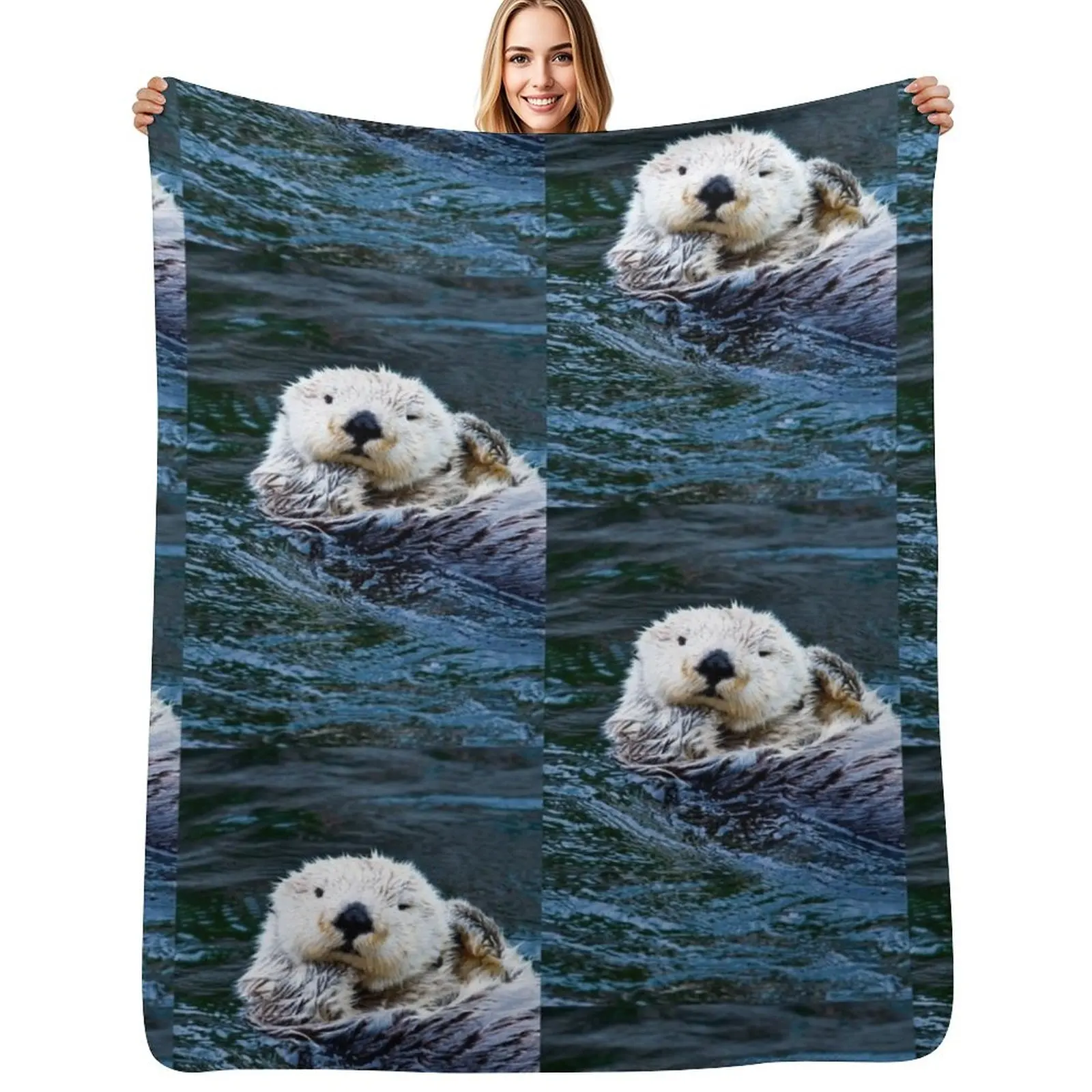 Otterly blissful Throw Blanket Wrinkle Resistant Lightweight Blanket