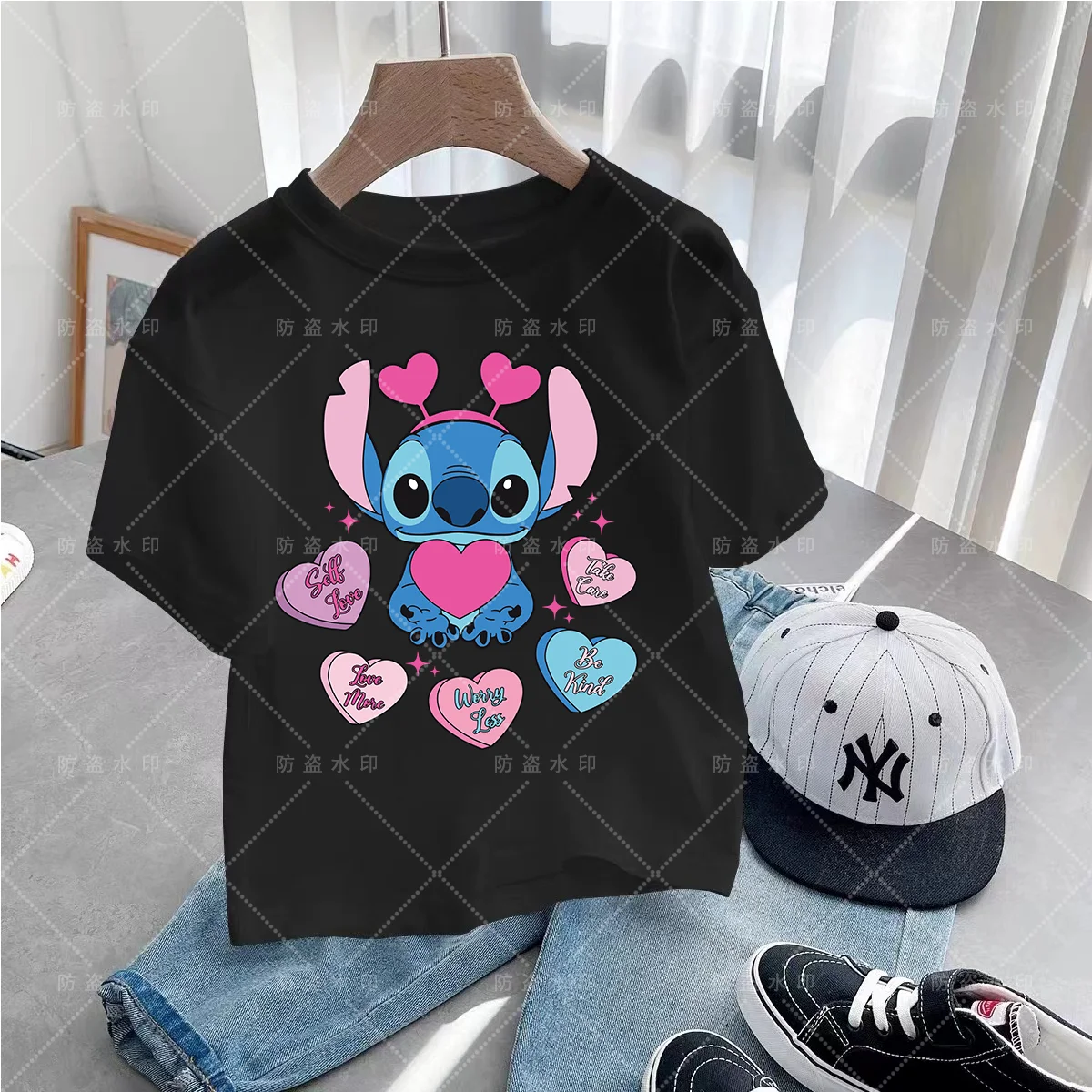 Lilo and Stitch Girls Summer T-shirts Child Children Clothes 2024 Tops Children From 8 to 14 Years Cartoons Couple T-shirt Top