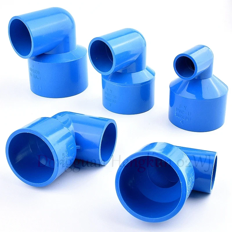 

1-20pcs/Lot 20-63mm Blue PVC 90 ° Elbow Reducing Connectors Water Pipe Adapters Fish Tank Tube Joint Garden Irrigation Fittings