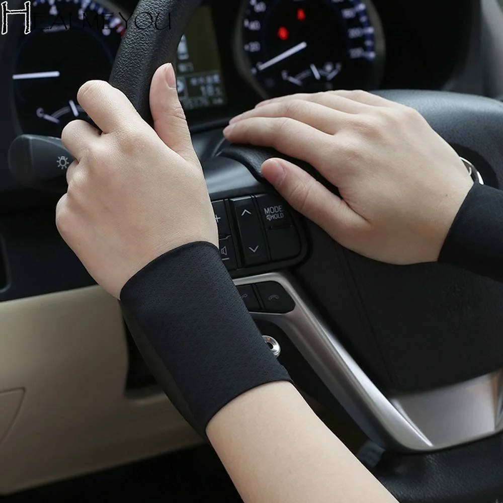 

Охлаждающие нарукавники для мужчин и женщин, однотонные, для улицы, с защитой от солнца, из ледяного шелка, спортивные, для велоспорта