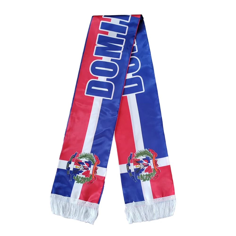 Flagnshow 100% Stain dominican Flag Scarf with tassel