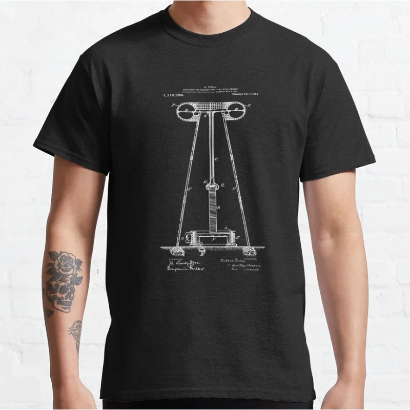 

Nikola Patent Design Electrical Energy Transmission 1914 Graphic T Shirts for men large size mens clothing Adult S-6XL tops
