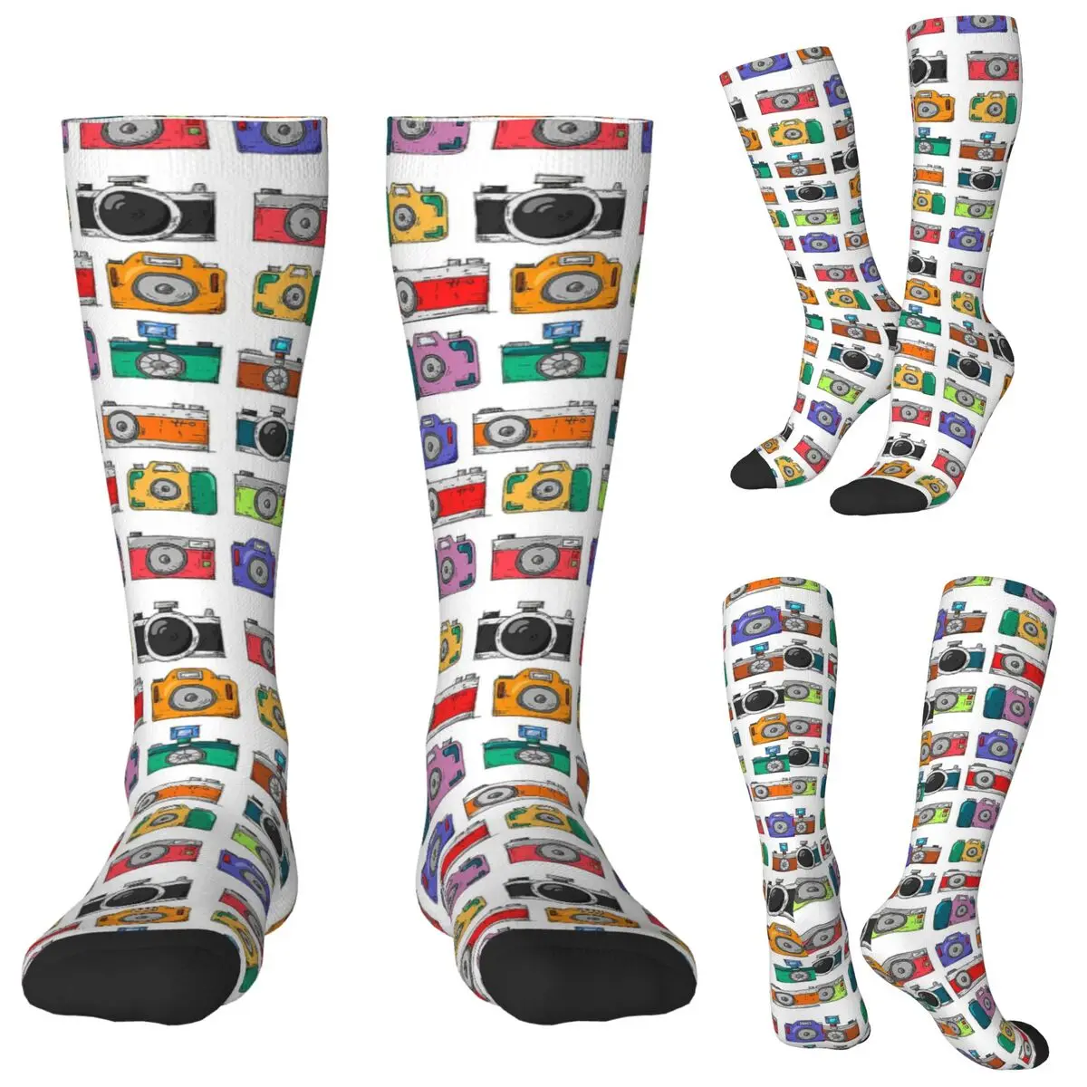 

Носки в стиле ретро с камерой, чулки в стиле Харадзюку, всесезонные длинные носки, аксессуары для мужчин и женщин, подарки