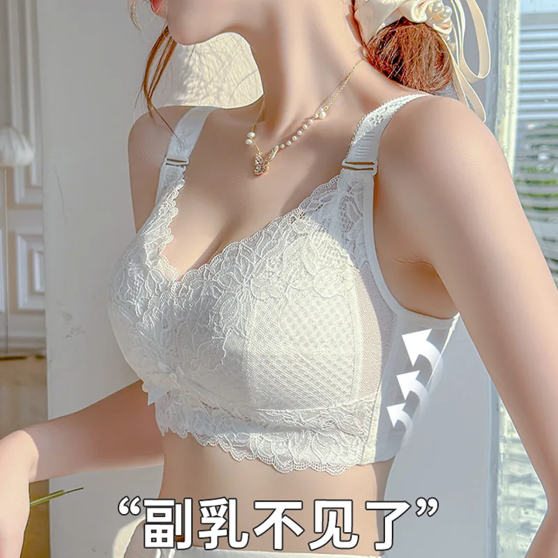 초박형 레이스 여름 새로운 통기성 브래지어, 대형 속옷, 여성용 모임 브래지어