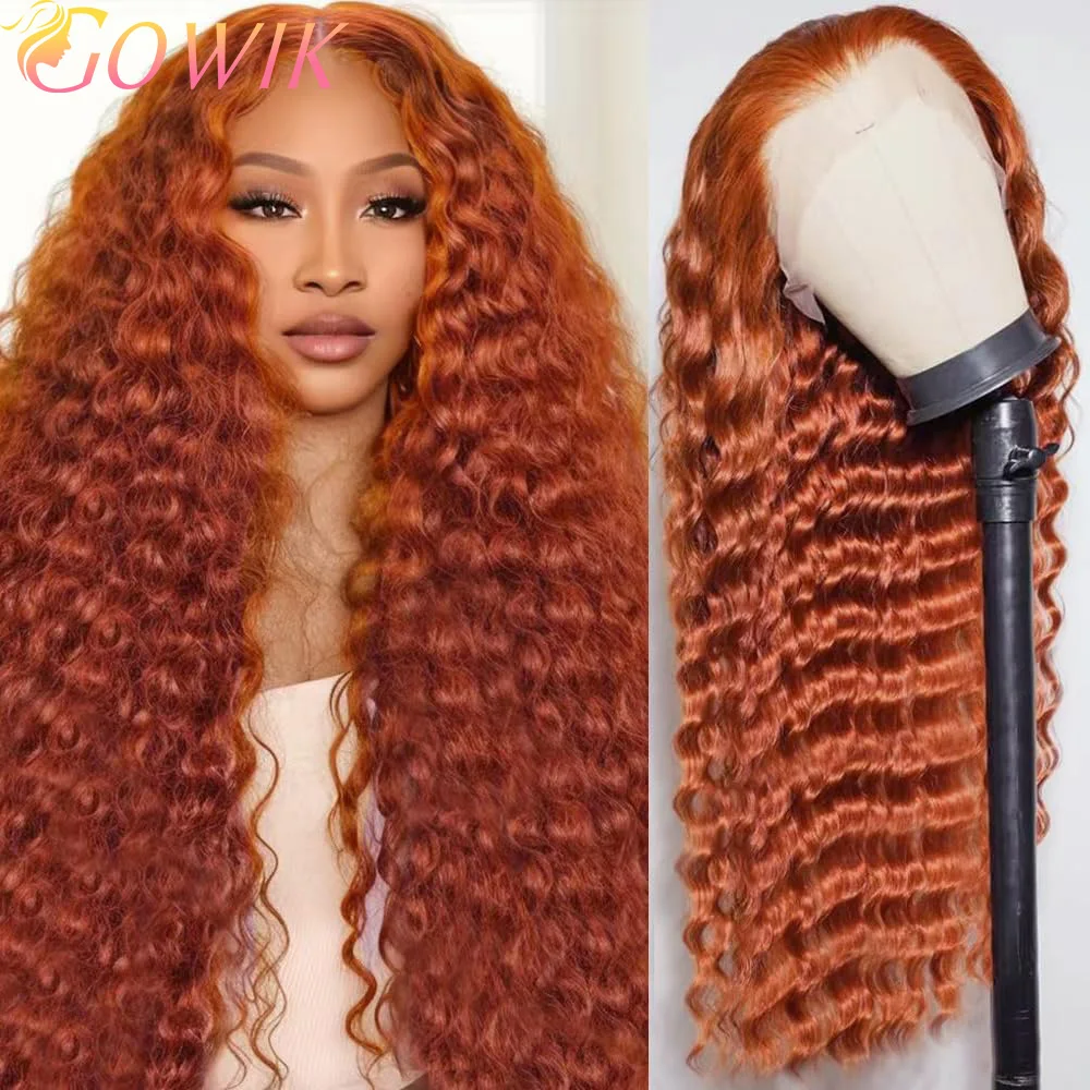 

30 Inch Ginger Wig Human Hair 13x6 Deep Wave Lace Front Wigs 200 Density Hd Lace Orange Curly Brazilian Preplucked Wig For Women