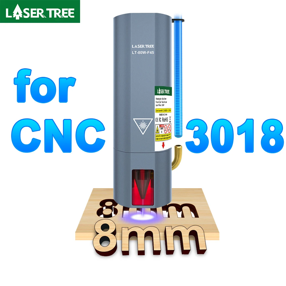 LASER TREE 80W-F45 Professionele 10W Lasermodule 450nm TTL Blauwlichtmodule voor CNC 3018 PRO Graveur Snijden Hout Werktuigmachines