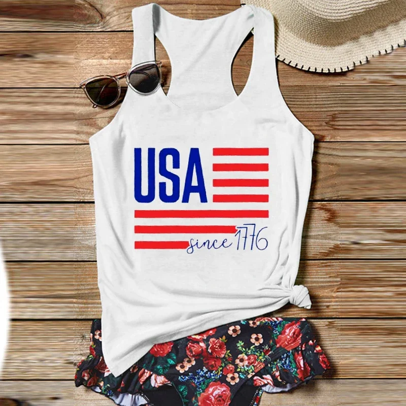 

USA Flag Tank Independence Day Tank Top 4th of July Tops Women 2022 Patriotic Shirt Fourth of July Women Clothes