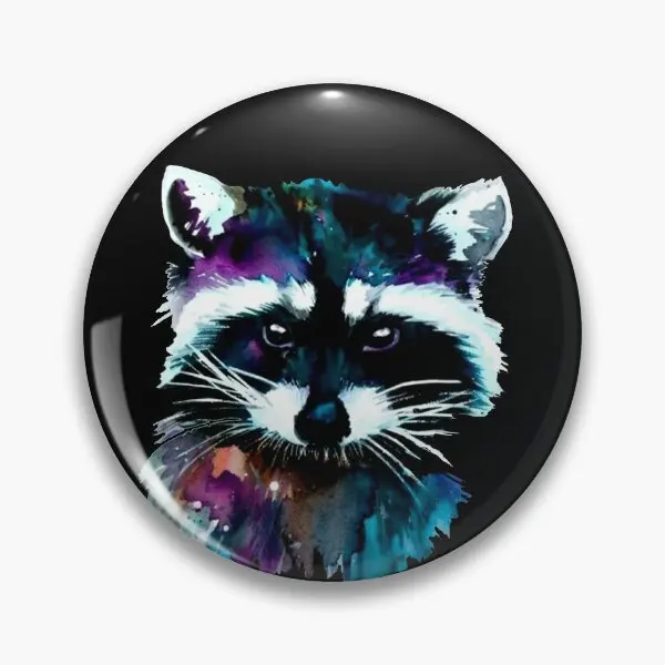 Cute Colourful Racoon Graphic Illustrati  Soft Button Pin Cute Brooch Decor Gift Badge Cartoon Women Funny Collar Clothes Metal