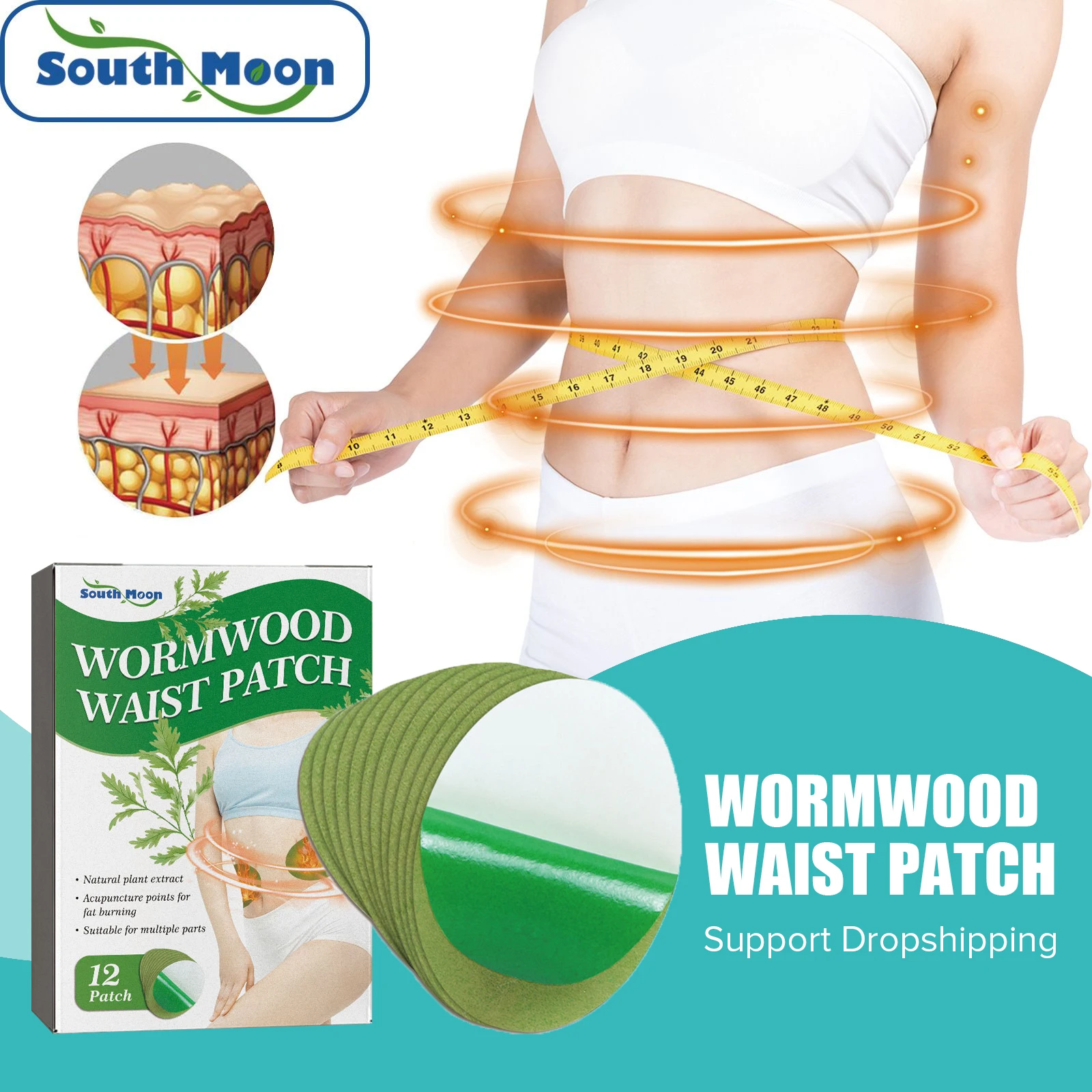 South Moon Waist S-Limming Patch Anti C-ellulite F-at Burn W-eight Loss Belly Shaping Remove Moisture Moxibustion Wormwood Patch