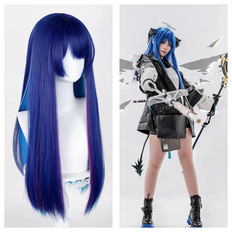Already Styled Mostima Cosplay Wig Game Arknights Mostima Blue Cos Wigs Hair With Multi Color for Halloween Carnival Costume