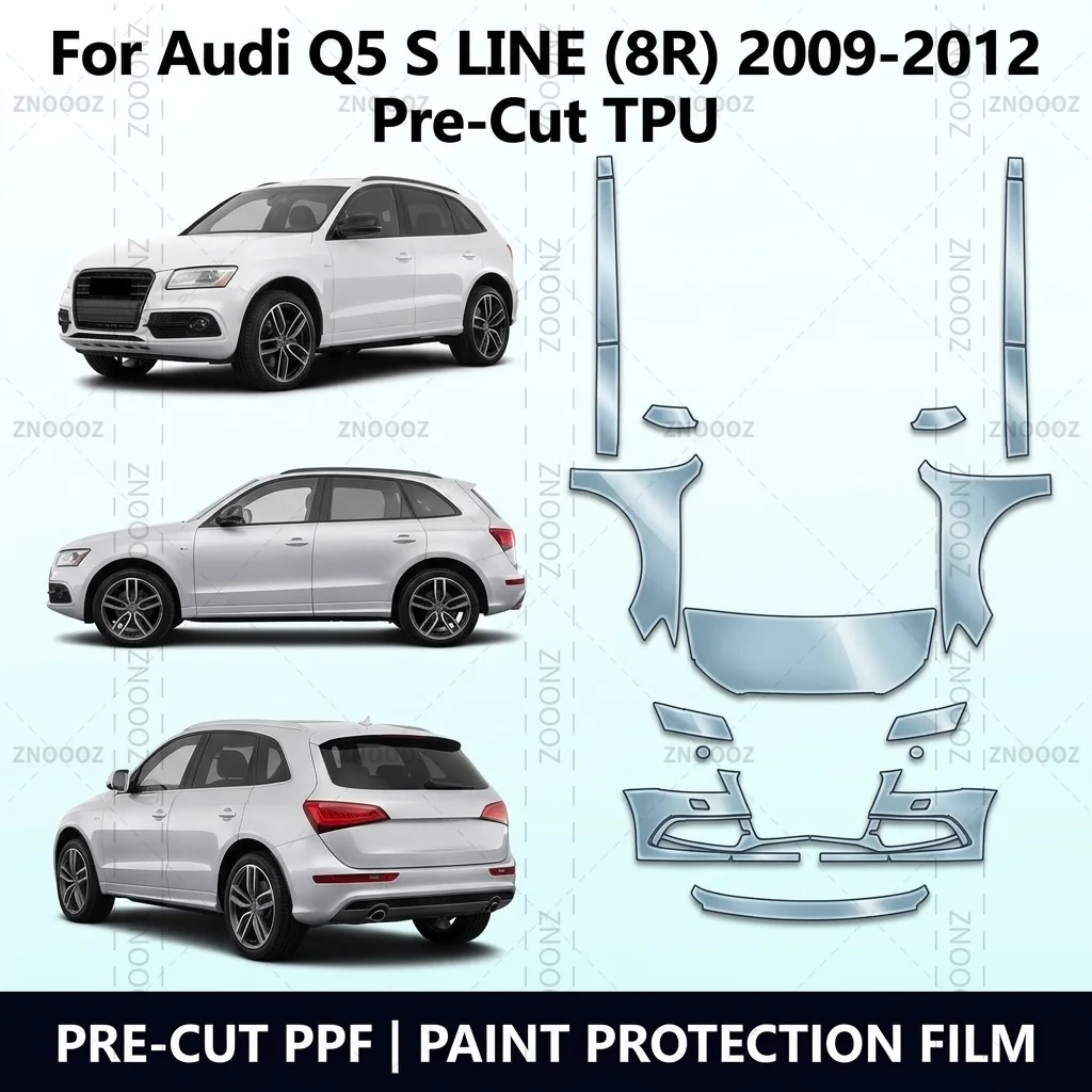 For Audi Q5 S LINE (8R) 2009-2012 Pre-Cut TPU PPF Front Kit+Rockers Self Healing Hydrophobic Anti Yellowing Scratch Resistant