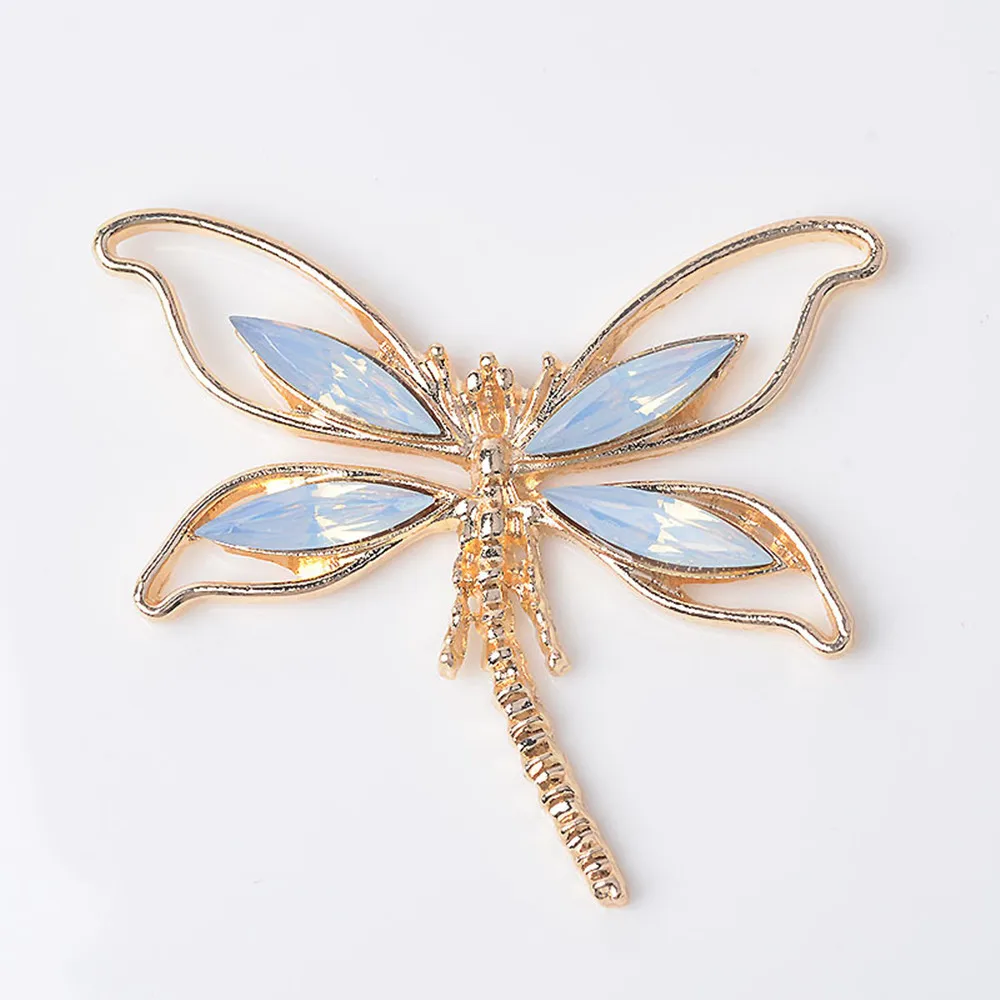 Opal Dragonfly with Rhinestones 20pcs Big Dragonflies Applique Embellishment DIY Flatback Glue on Rhinestone for Clothing