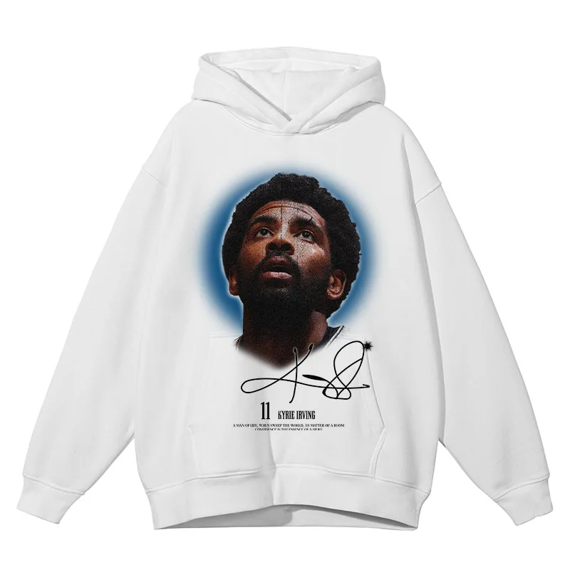 High Quality Basketball Star Print Retro Pure Cotton Hoodies Women Men Hooded Sweatshirts Casual Streetwear Pullover Clothing