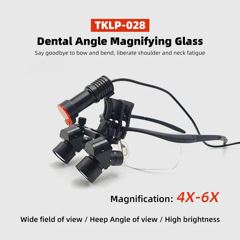 TKLP-028 Dental Loupes & Head LED Spotlight medical head mounted magnifying lens lamp, oral microsurgery glasses