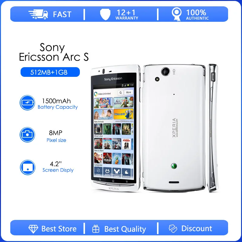 

Sony Ericsson Xperia Arc S LT18 Refurbished-Original Unlocked TL18i 3G GSM .8MP Camera FM Radio Cell Phone