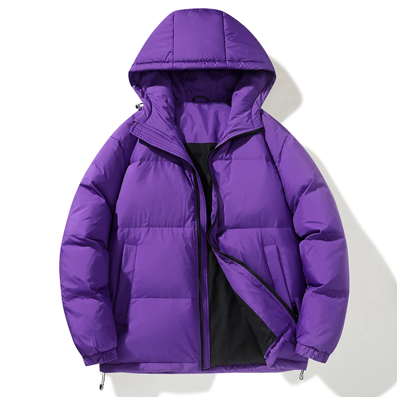 Casual Solid Color Hooded Duck Down Jackets New 2025 Winter Men's Windproof Puffer Coats Youth Outdoor Warm Padded Tops Clothing