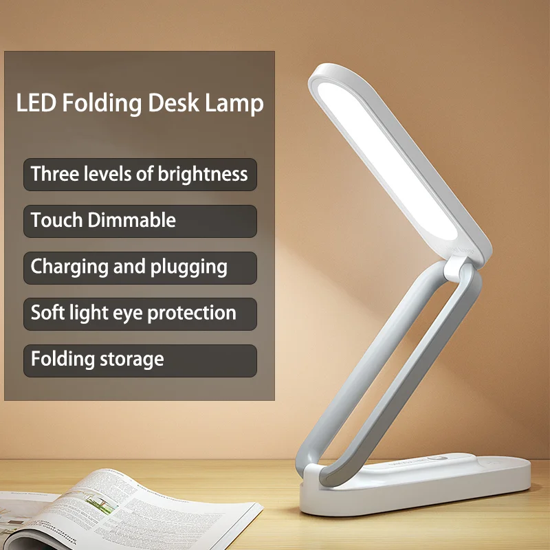 

LED folding usb table lamp night light rechargeable portable eye protection mini LED light bedroom learning folding table lamp