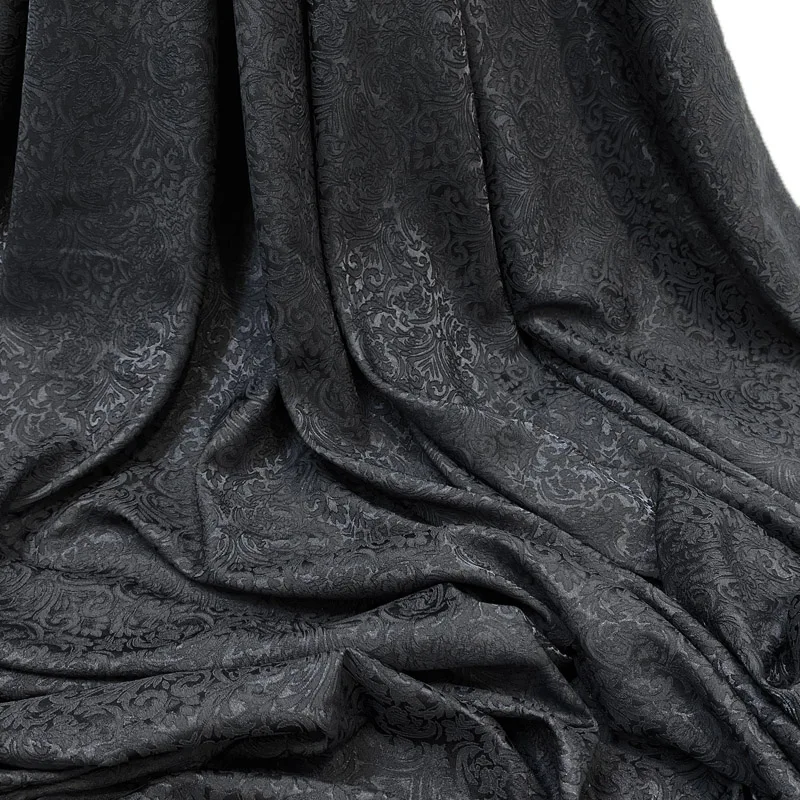 Black 3D Jacquard Fabric, Textured Brocade Fabric, Costume Drapery DIY Sewing Fabric, Suitable For Dress or Gown