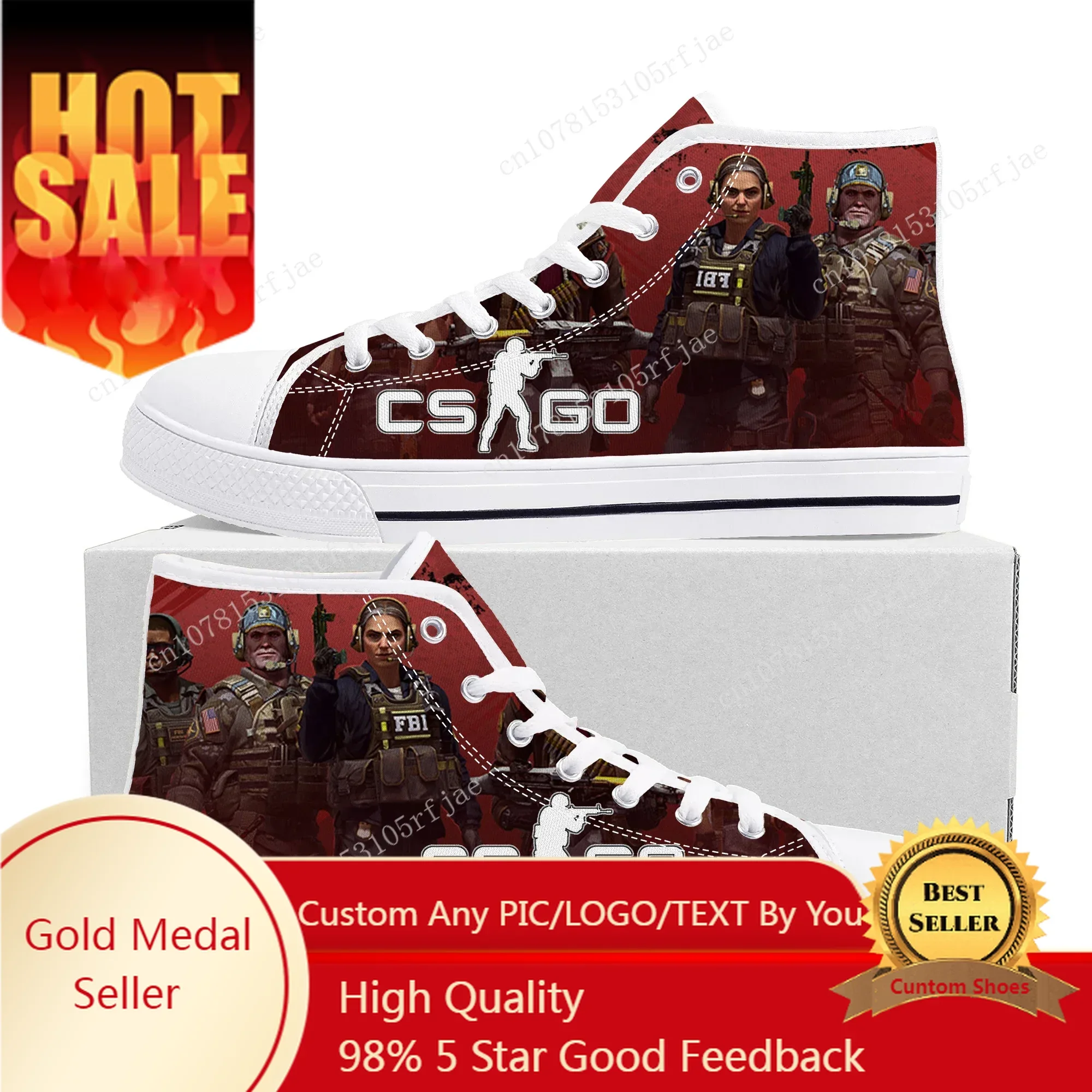 

Cartoon Game Counter Strike Global Offensive High Top Sneakers Mens Womens High Quality Canvas Shoes Casual Tailor Made Sneaker
