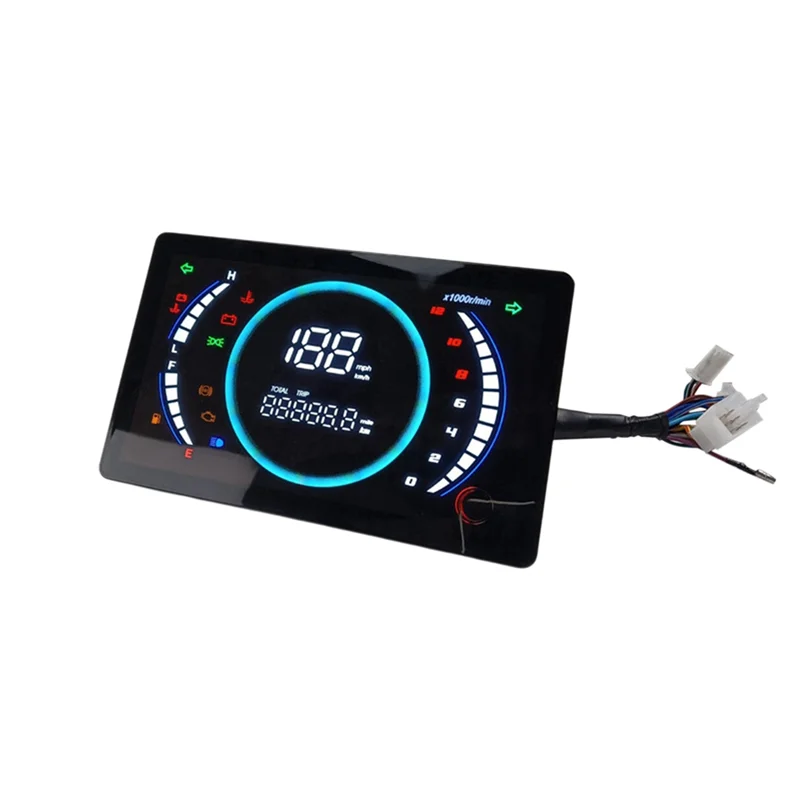 

NEW-12V Universal Adjustable LED Digital Motorcycle Speedometer RPM Dashboard With Temperature Gear 199Km/H