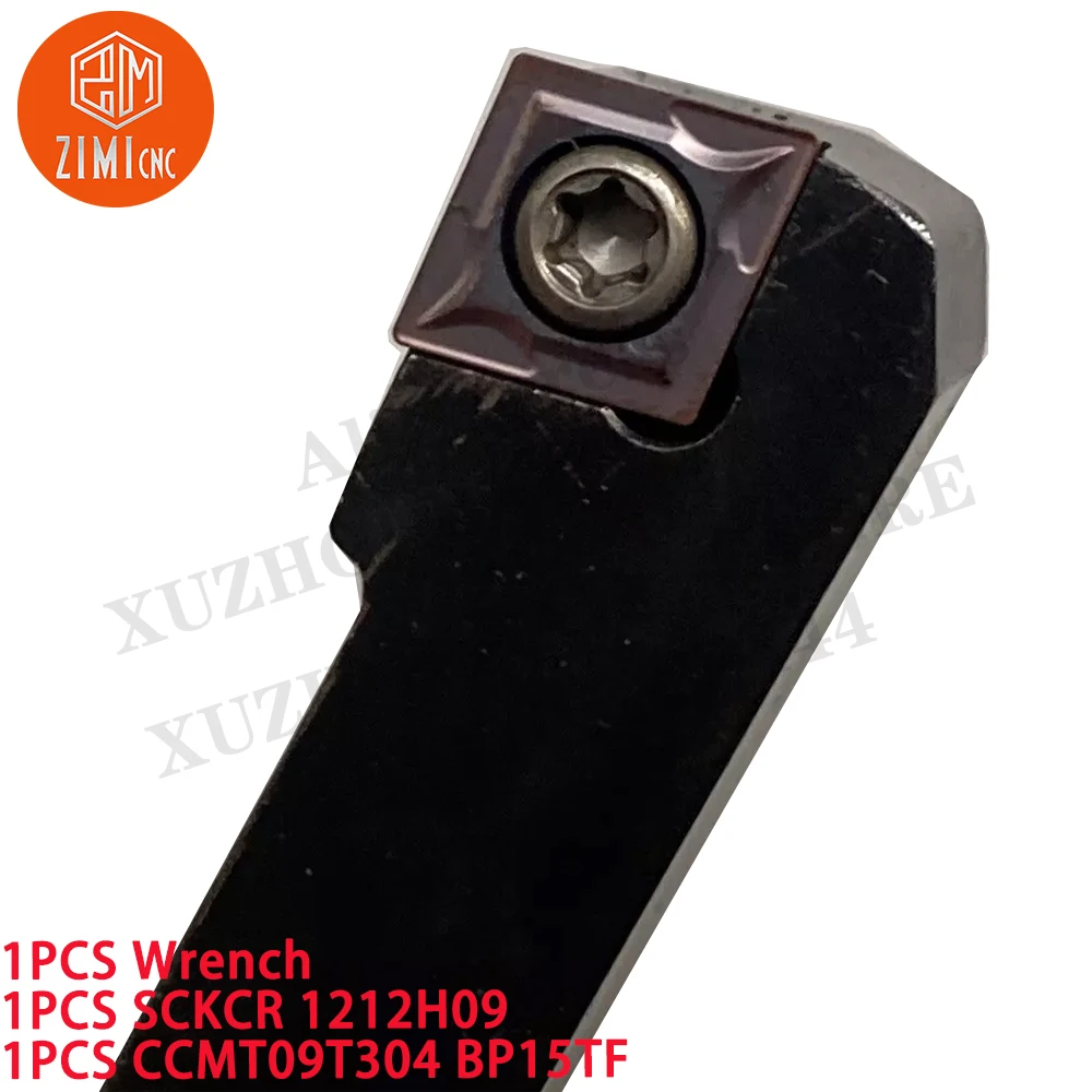1PCS SCKCR1212H09 Indexable lathe turning tool holder + 1PCS CCMT09T304 BP15TF Carbide Inserts CNC tool metal lathe cutting tool