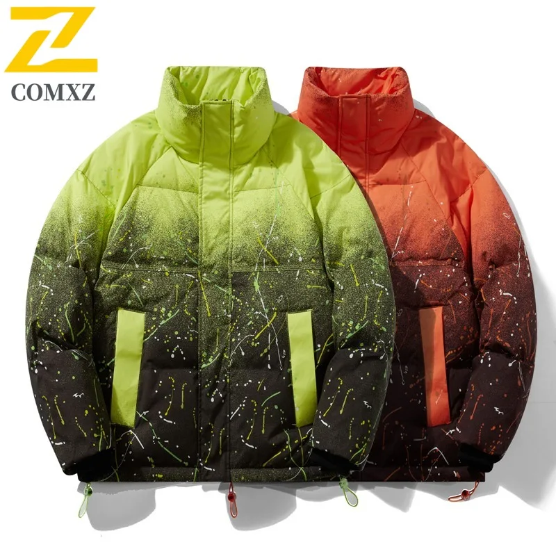 COMXZ Padded Jacket Gradient Thick Warm Travel Cotton Padded Jacket Street High-Quality White Duck Down Jacket Men's Clothing