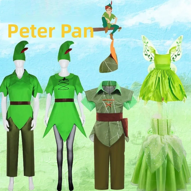 

Men's And Women's Halloween Saint Patrick's Day Peter Pan Little Captain Costume Green Fairy Party Clothes Polyester Material
