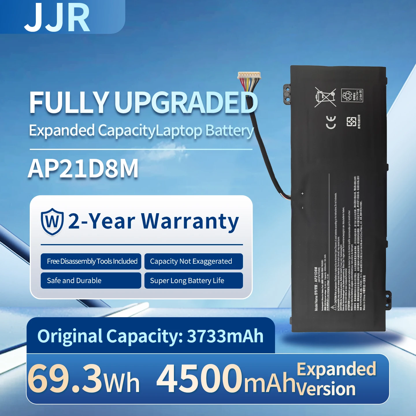 AP21D8M 69.3Wh 15.4V Higher Capacity Replacement Laptop Battery for Acer Nitro 5 N22C1 ANV15-51 AN515-58-56CL/766R