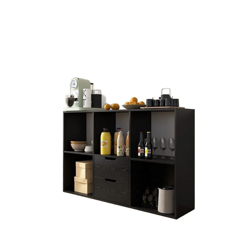 All solid wood oak bookshelf floor-to-ceiling four six or eight grids low-edge book cabinet free group black display