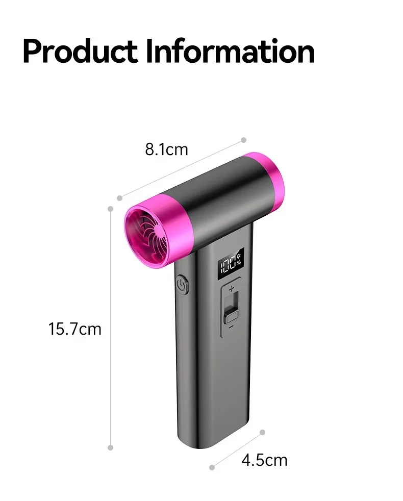 Tragbarer kabelloser Haartrockner, multifunktionaler Luftstaubsauger, für Reisen, USB wiederaufladbar 110000 RPM Hochgeschwindigkeits-Föhn nur kalter Wind