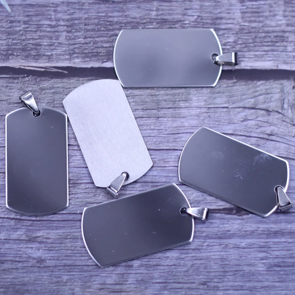 50Pcs Pendants Rectangle Blank Smooth Stamping Tags Stainless Steel Silver Tone Jewelry DIY Finding Charms 5x2.4cm(2