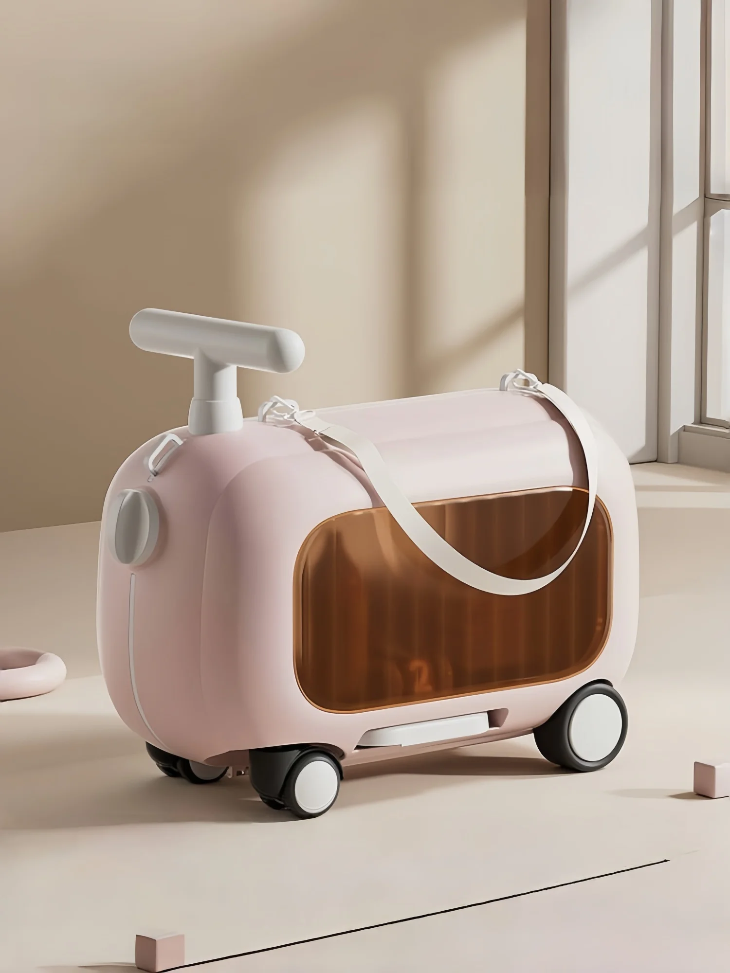 حقيبة سفر بعجلات للأطفال، حقيبة أمتعة يمكن ركوبها بتصميم كرتوني، حقيبة تخزين بعجلات للأولاد والبنات #5