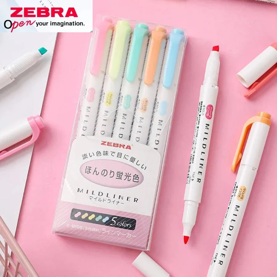 10pcs/Set Zebra Highlighter Pens, WKT7 Mildliner Double Ended Water-based Markers, Coloring Drawing Writing Japanese Stationery