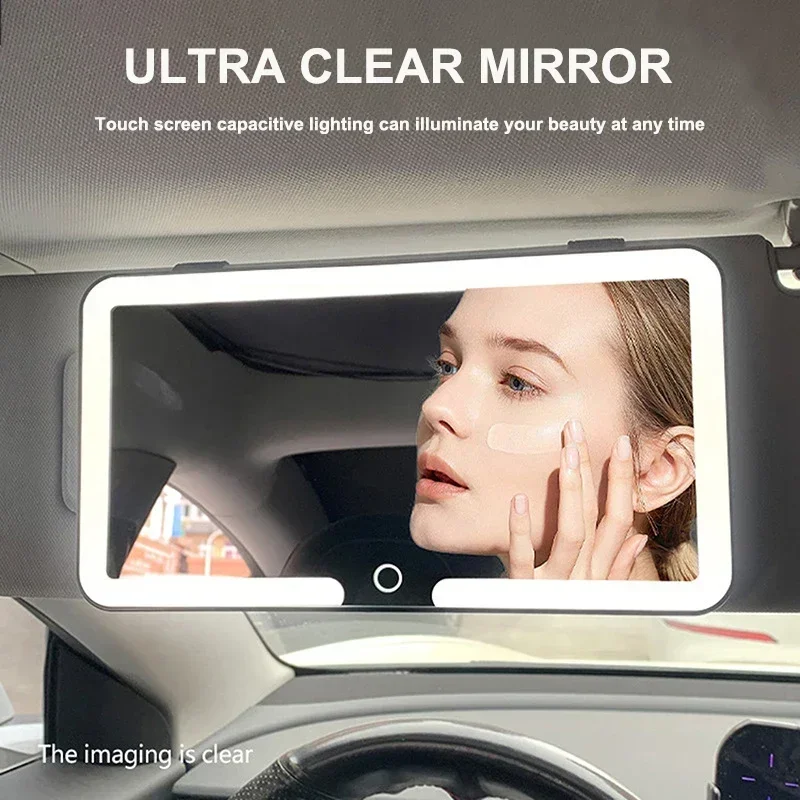 Universal Car Interior LED Makeup Mirror for Girls Rechargeable Thin Sun Visor Vanity Mirror with Adjustable Lighting