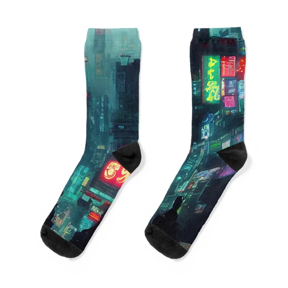 Cyberpunk city Socks winter gifts Non-slip christmas gift Children's Girl'S Socks Men's