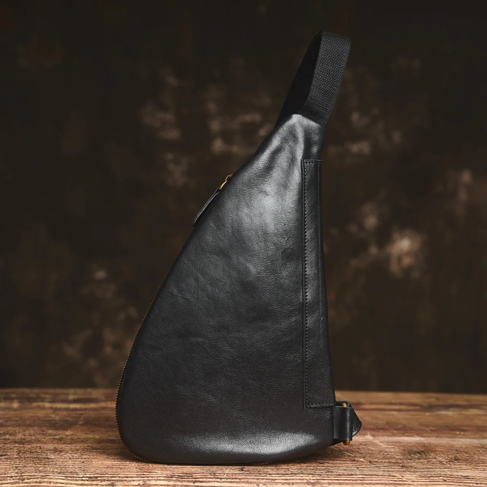 NUPUGOO – Echte Leder-Vintage-Brusttasche für Herren, als Umhängetasche oder Schultertasche tragbar, hochwertiges Leder, multifunktionaler Reißverschluss für 9,7-Zoll-Geräte. – Detail 19