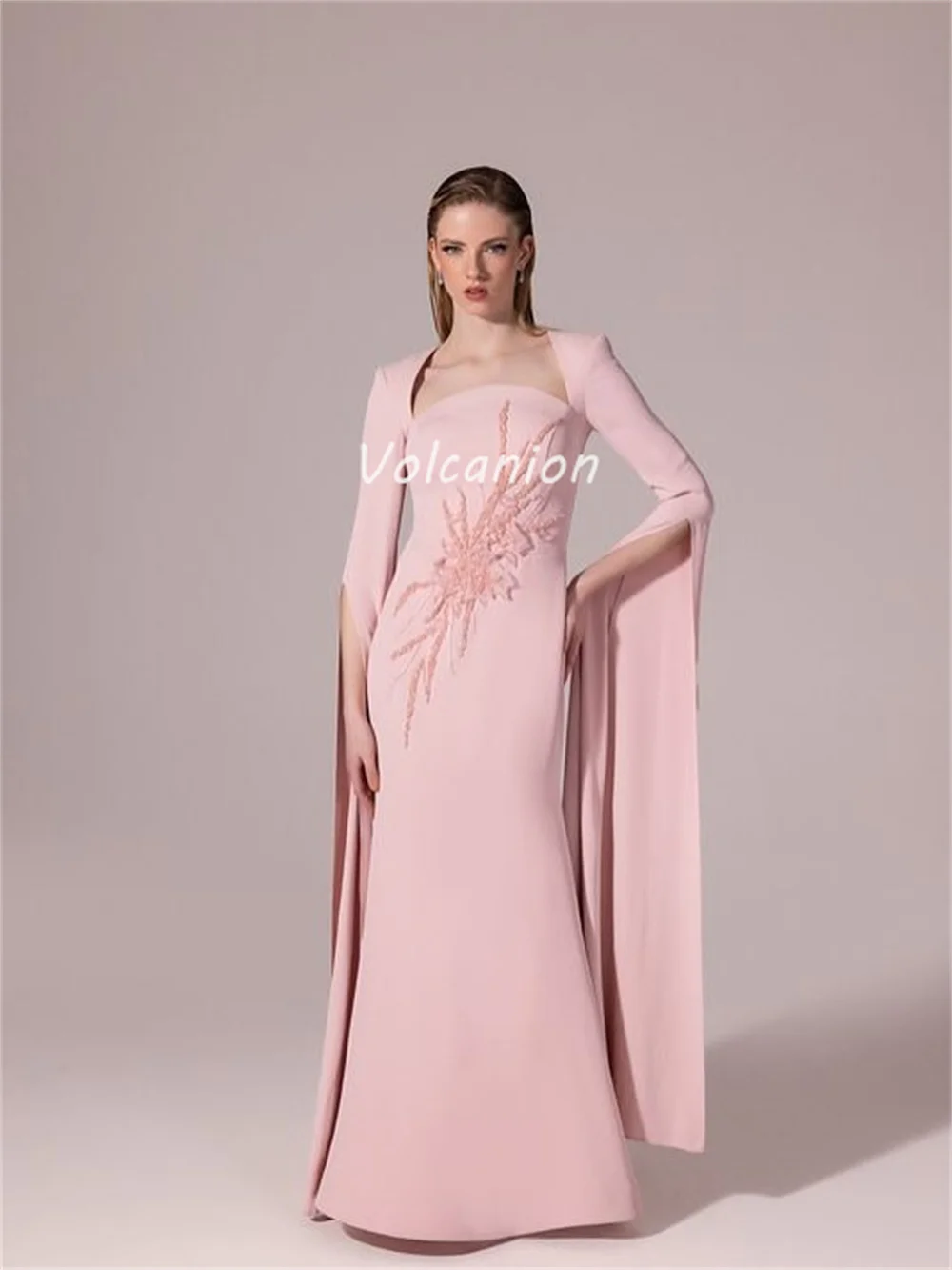 Customized Modern Style Sexy Jersey Ribbon Beading Ruched Mermaid Square Neck Long Dresses Bespoke Occasion Dresses High Quality