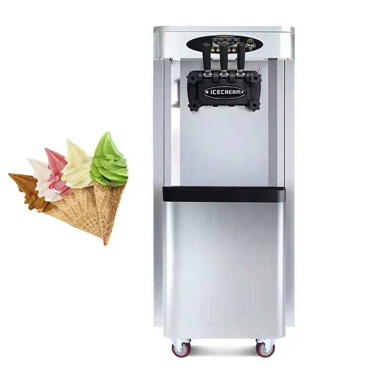 

2000W Stand Soft Serve Ice Cream Maker With 3 Flavors Automatic Commercial Ice Cream Machine for Milk Tea Shop