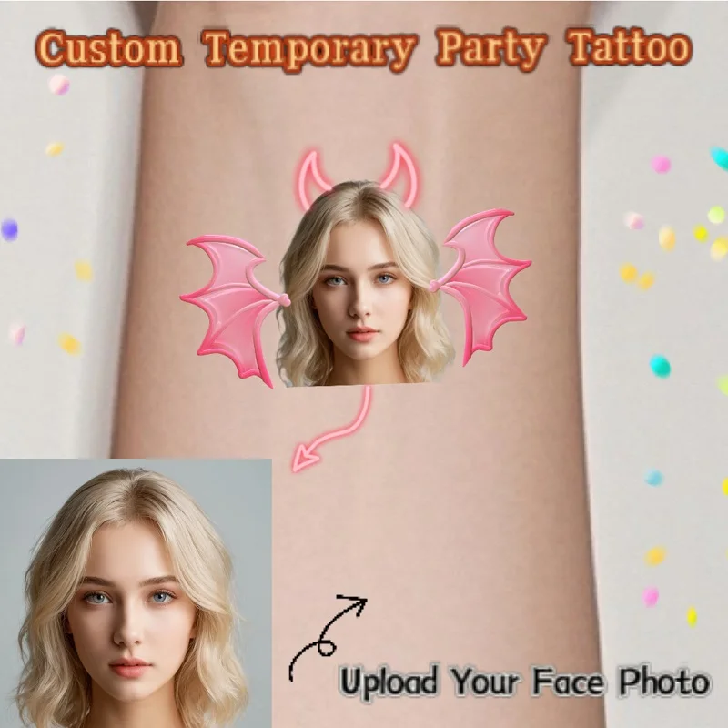 15 PCS custom demon temporary tattoo sticker personalized funny birthday gift theme party Carnival Halloween Day of the Dead