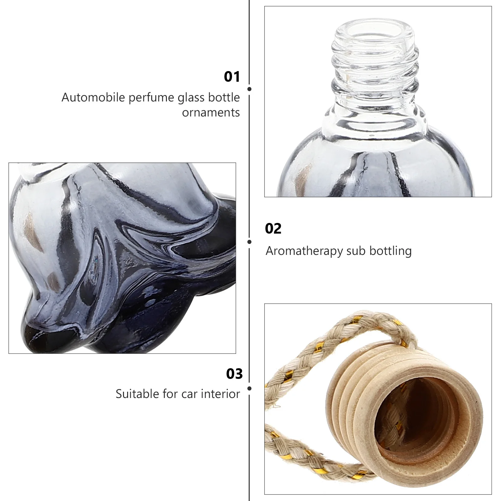 

4 Pcs Automotive Car Fragrance Bottle Aromatherapy Holder Perfume Diffuser Glass Hidden Decoration Accessory Pendant