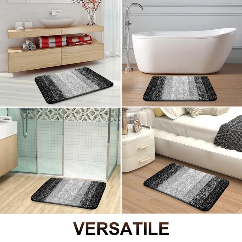 Bath Rug Bathroom Rugs Sets 2 Piece, Bath Rug Bathroom Rug Set Size 16.1X24+20X30 In Black